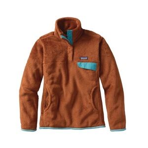 Patagonia Women’s Re-Tool Snap-T Pullover-Size M-Burnt Orange/Light Blue